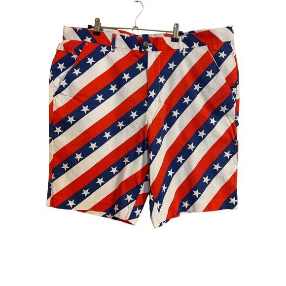 Royal Awesome Pars Stripes Golf Shorts Red White Blue Stars